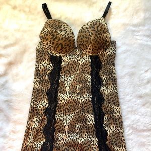 NWOT Leopard Baby Doll Slip Night Dress